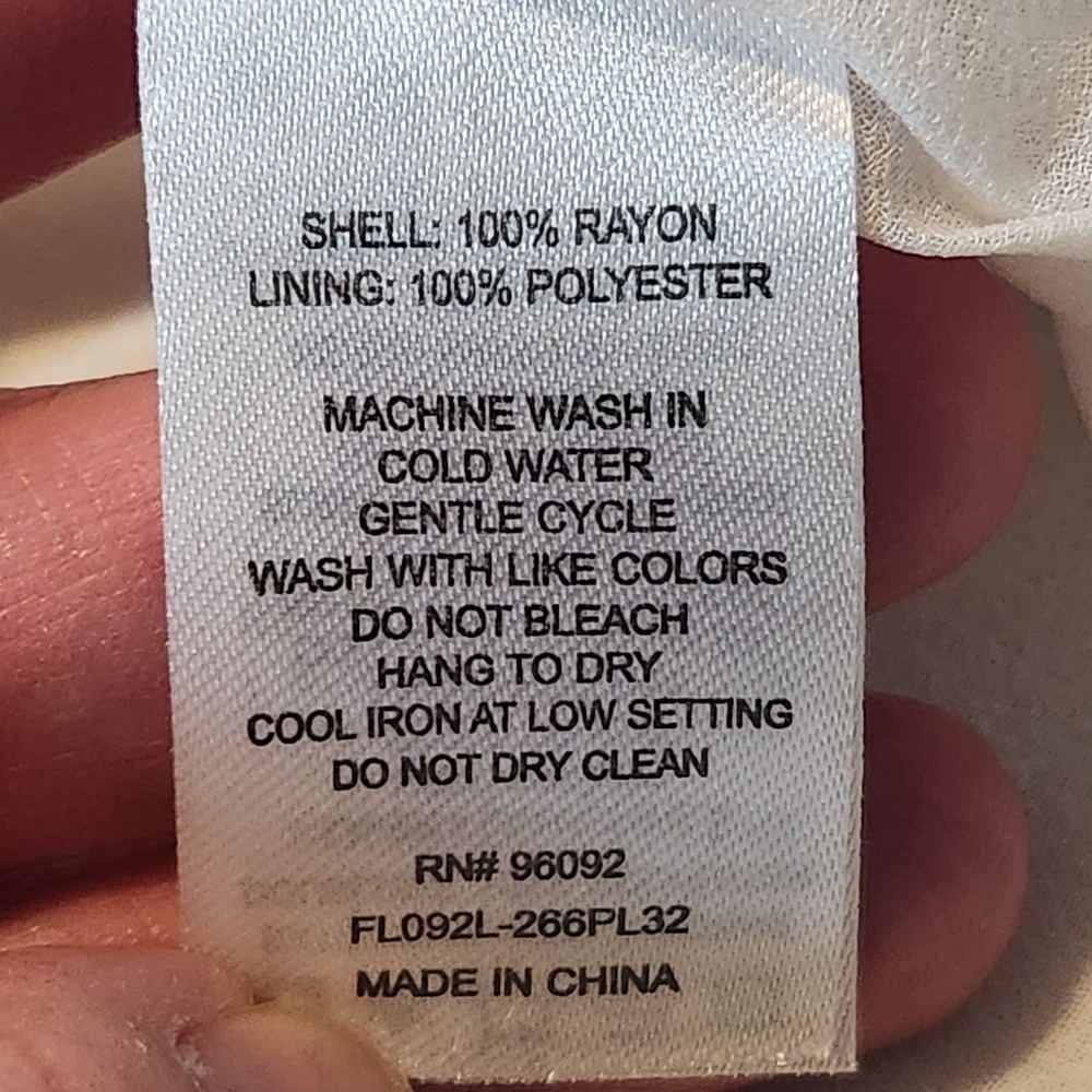 Forest Lily Boho Women's Dress Cream Print 100% Rayon Size 10 - Picture 11 of 13